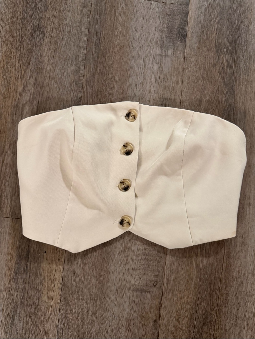 Charlotte Russe Cream Strapless Button-Front Bustier